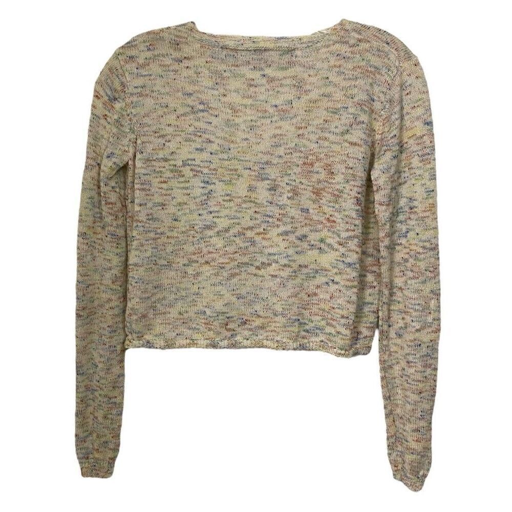 Code Mode Rainbow Space Dye Cropped Button Up Kni… - image 2